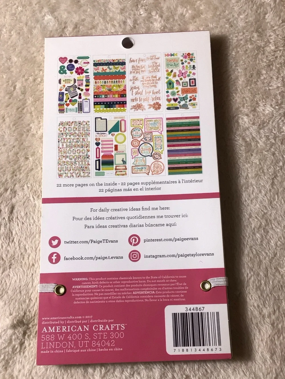 Paige Evans Pink Sticker Book - Floral & Lifestyle Stickers